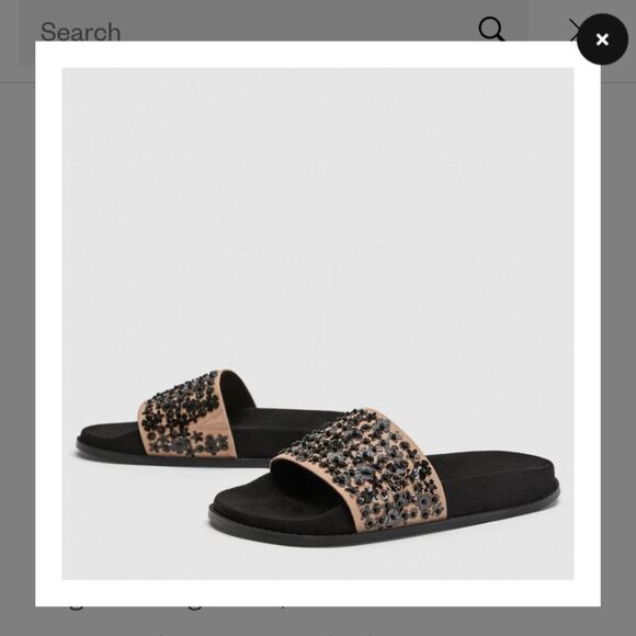 Zara Black Beaded Platform slide Sandals size 37 - Picture 9 of 9